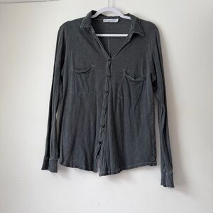 Alternative Size L Grey Casual Button-Down Shirt